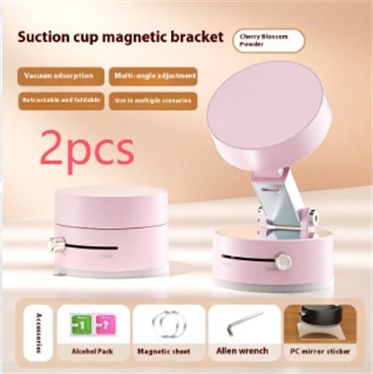 Foldable Magnetic Vacuum Car Phone Holder with Suction Cup for Hands-Free Navigation