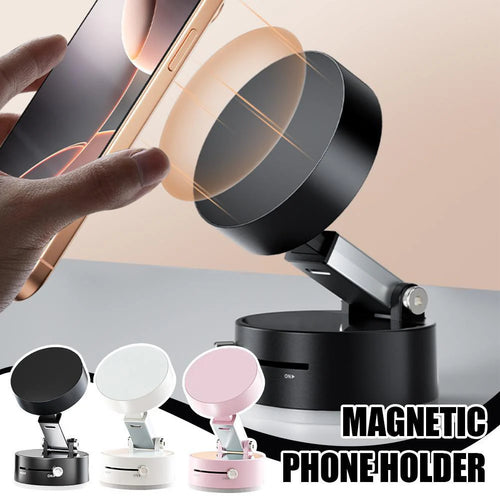 Foldable Magnetic Vacuum Car Phone Holder with Suction Cup for Hands-Free Navigation