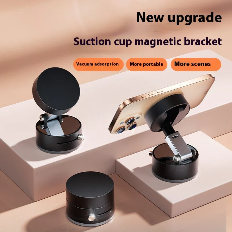 Foldable Magnetic Vacuum Car Phone Holder with Suction Cup for Hands-Free Navigation