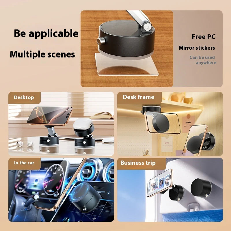 Foldable Magnetic Vacuum Car Phone Holder with Suction Cup for Hands-Free Navigation