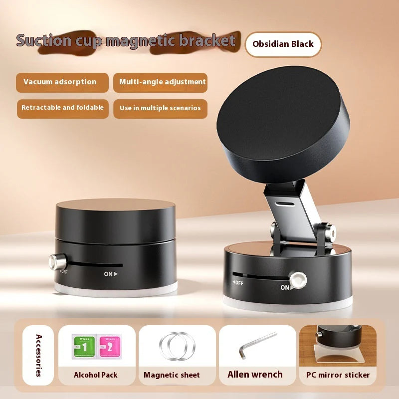 Foldable Magnetic Vacuum Car Phone Holder with Suction Cup for Hands-Free Navigation